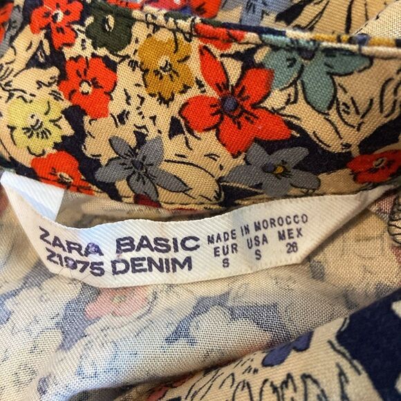 Zara retro floral Liberty high neck long sleeve skater dress small - Picture 7 of 8